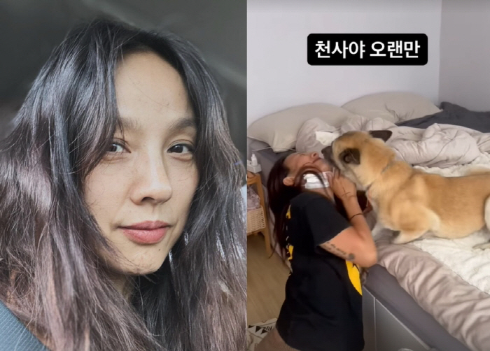 '천사를 만난' 이효리, 세상 근심 다 잊어버린 '행복한 얼굴'