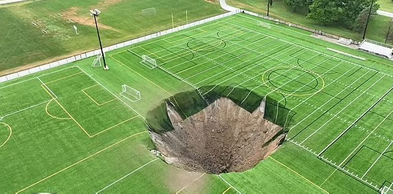 A huge sinkhole on a U.S. soccer field is created 'Like a scene in a movie '