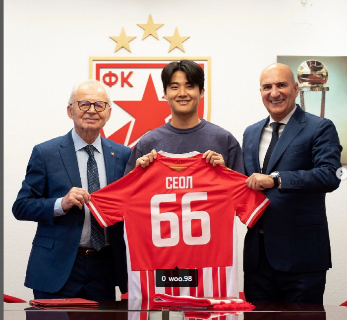 'There's another Korean player here.' Seol Young-woo joins Zvezda officially → Welcome wave contract period '31', Bae No. 66