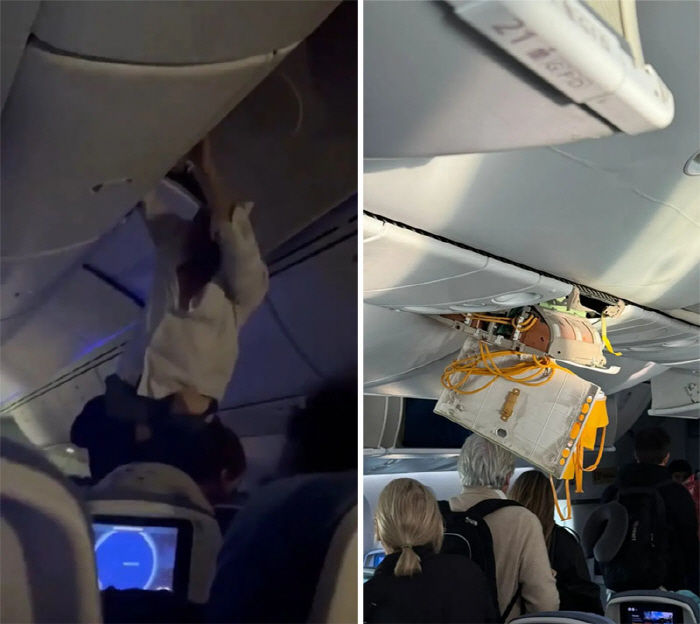 Spaniard plane turbulence hits the ceiling of an emergency landing plane