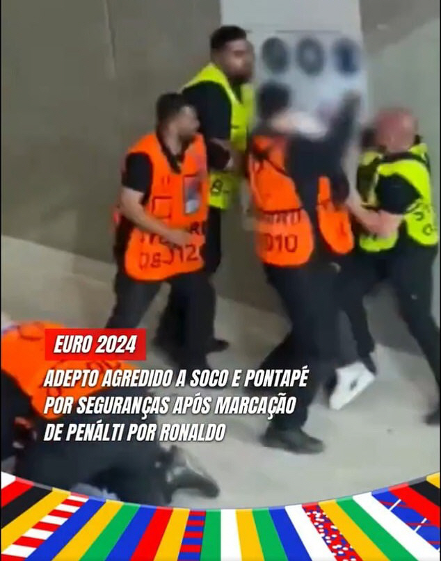 'Shocking'Euro security guard punches and kicks at the fan...The day Ronaldo burst into tears. Is it really the 21st century