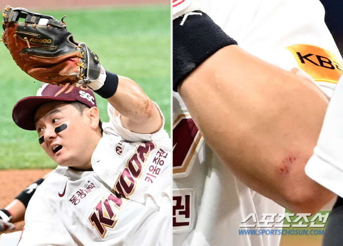 The uniform was covered in dirt and Choi Joo-hwan's good defense kept the victory in the hurdle thrown all over his body