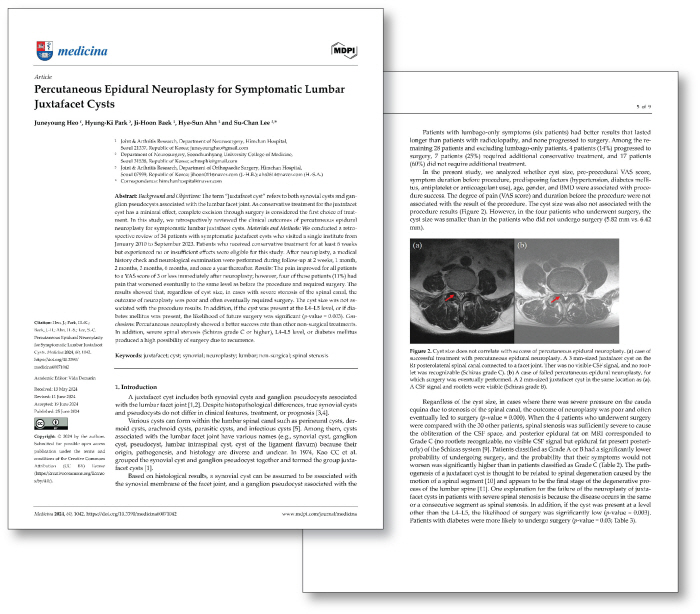 Himchan Hospital 'Percutaneous Percutaneous Epidural Neuroplasty' Published in SCIE-class Journal