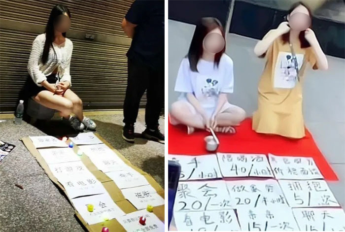 Women sell hugs and kisses on the street'Girlfriend acting' controversy