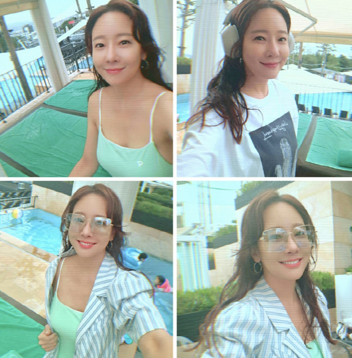 'Jongwon Baek ♥' Soyuz shows off his swimsuit in an outdoor swimming pool..Confidence in the beauty of each side