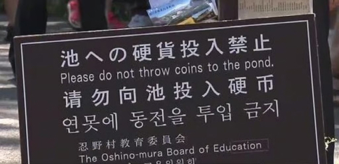 유명Famous tourist attraction 'Don't throw coins' Appeal, it's a meter