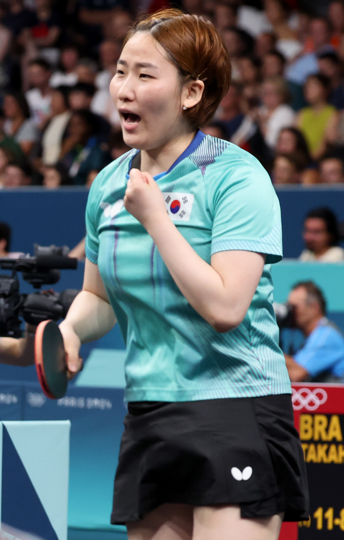 'Exhausted Shin Yu-bin, Precious Sisters'' Korean table tennis wins 3-1 over Brazil! advance to the quarterfinals 