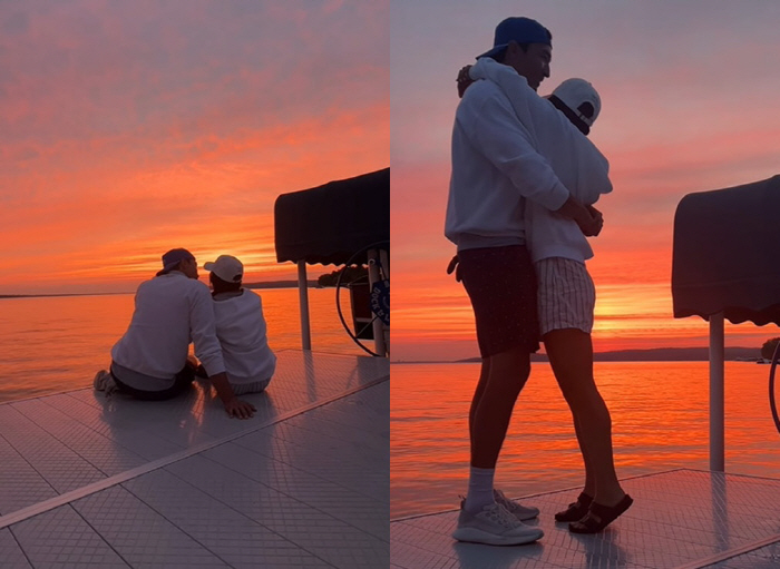 Daniel Henney ♥ Lou Kumagai kisses and hugs as he watches the sunset'romantic newlyweds'