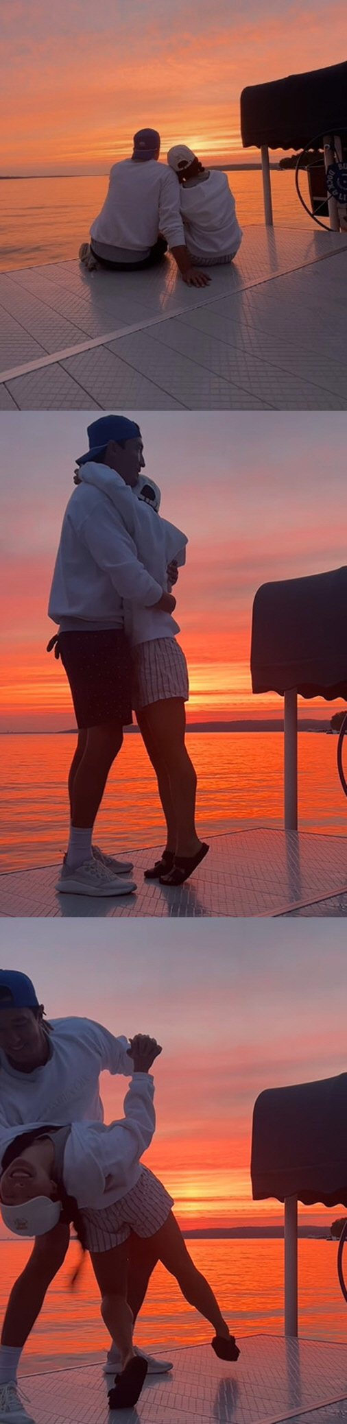 Daniel Henney ♥ Lou Kumagai kisses and hugs as he watches the sunset'romantic newlyweds'