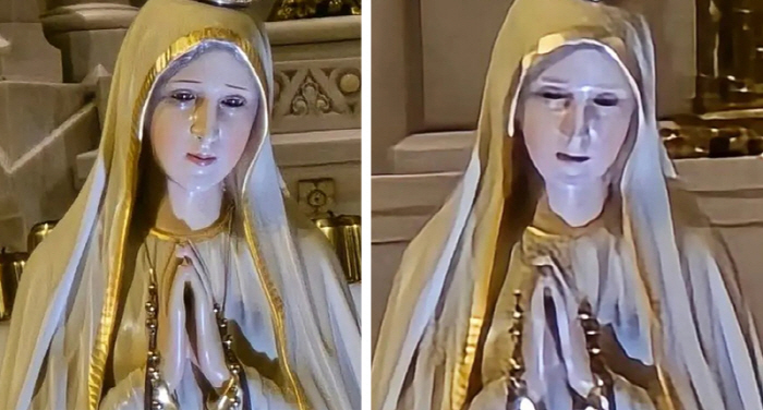 The eyes of the statue of the Virgin Mary suddenly closed?Photograph 'Shock'