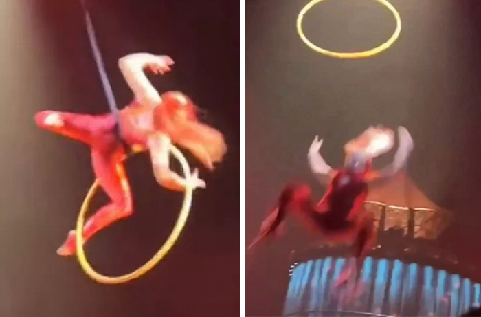 A female member who fell during the performance of 'Cirque du Soleil' 'Thumbs up'