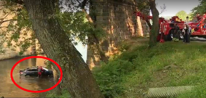 The couple who were sharing 'Love' in the car, touch it and the river falls