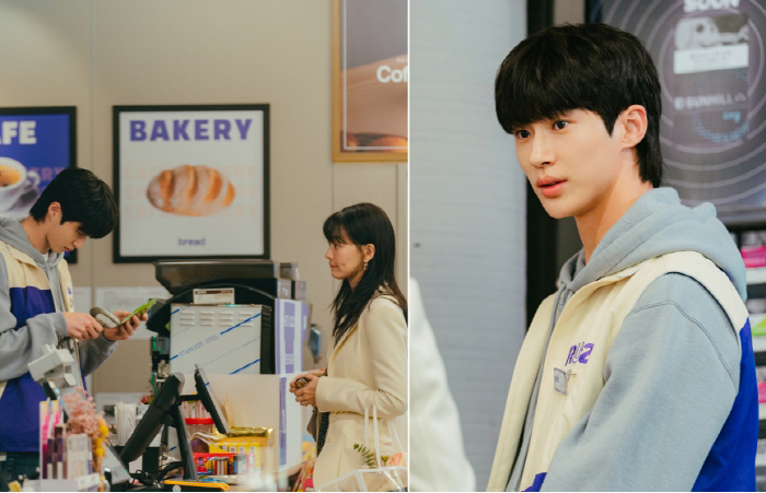 Sunjae → Byun Woo-seok, a part-timer at a convenience store, meets Shin Min-ah for the first time 'Puzzled'(Bang Sang-young) 