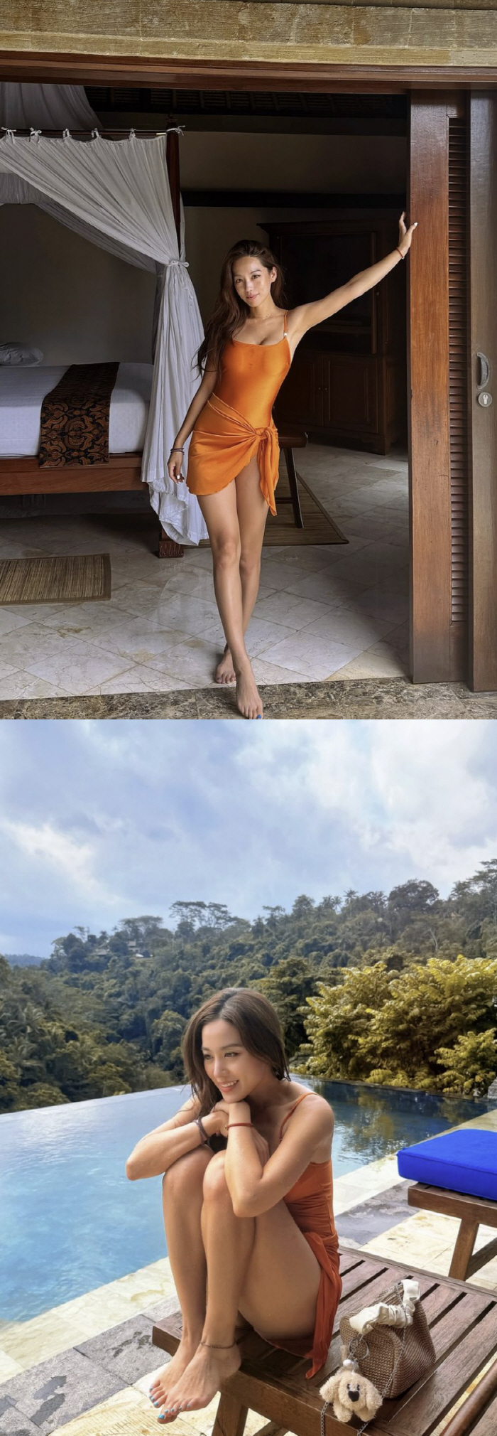 Kim Hee-jung, a dizzying close-up swimsuit..It has both apple hip and volume