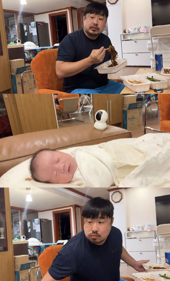 'Lee Eun-hyung ♥' Kang Jae-jun, there's no retirementA super-speed meal next to a newborn baby 'I'm going to have an upset stomach.'