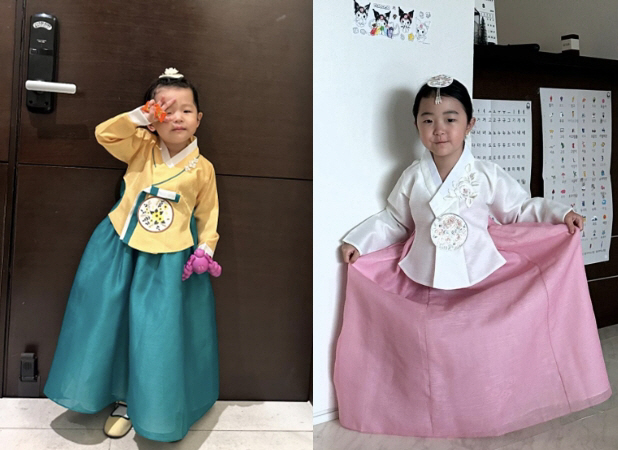 So lovely babies ♥' Lee Ji-Hye's daughters, Tae-ri and Elly 'Chu-Chu-Chu-Chu-Seong-Hanbok's little girls