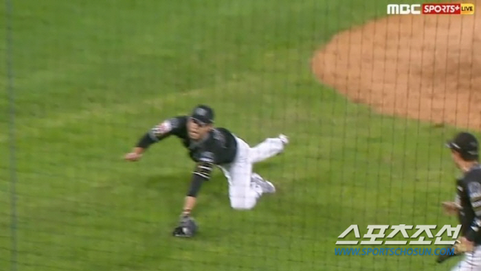 3rd baseman's glove hit 'Double play'→ Pitcher diving catch'Triple p ...