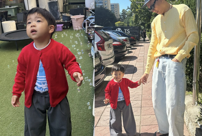 Hong Hyun-hee ♥ Jaseon, a school uniform look that's going crazy at Mom Cafe...'Daddy is yellow, I am red!'