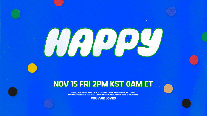 BTS Jin to Unveil Solo Album 'Happy' on November 15th