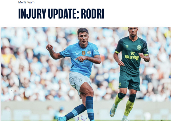 We believe in your successful return.' Man City set up a contract table with Rodri in the long-term injury'