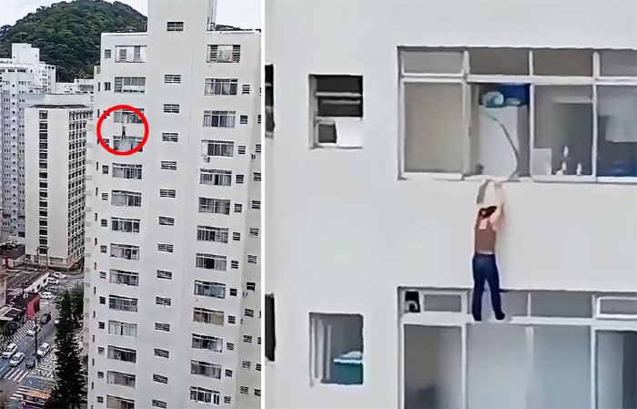 The woman who was cleaning the window slipped and hung on the 16th floor for 5 minutes 'SATU'