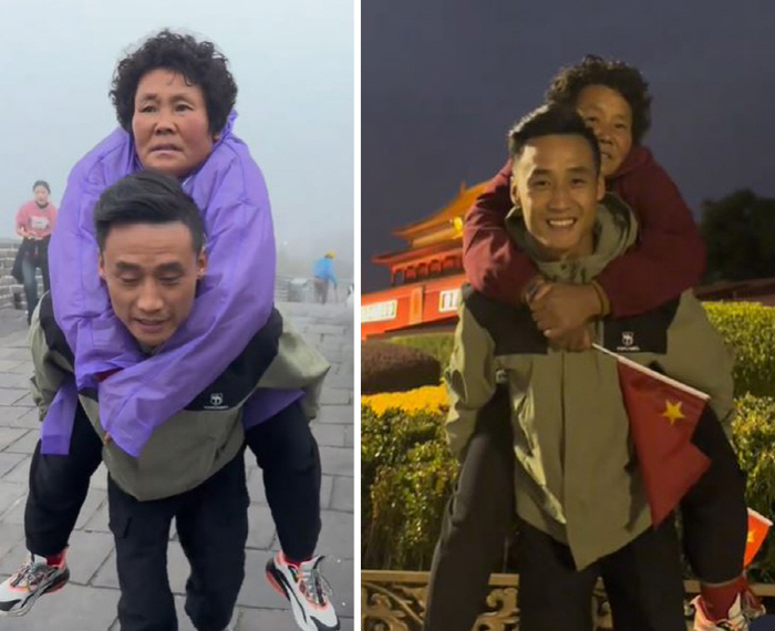 'The parents' time does not wait'''A filial son traveling with his sick mother on his back'Moved'