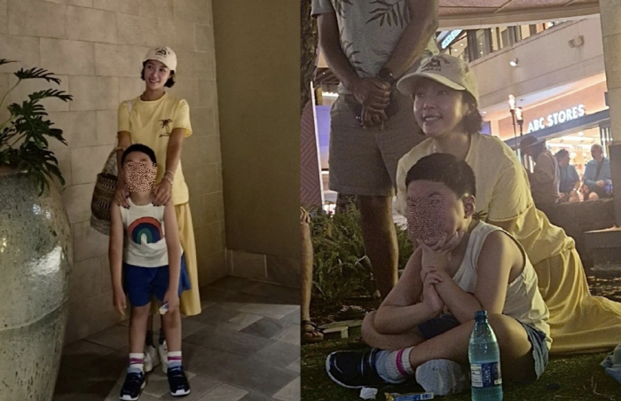 'First trip just for two ♥' Hwang Jung-eum makes a memory with her eldest son who relieves pain