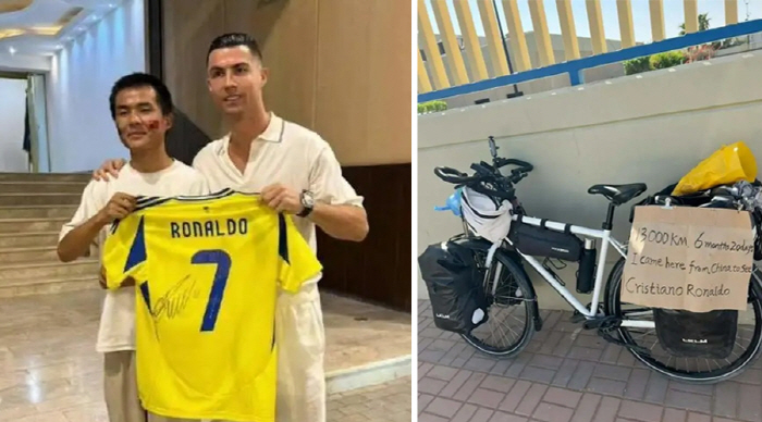 Running 13,000km for 7 months on a bicycle to meet Ronaldo 'True Fan'