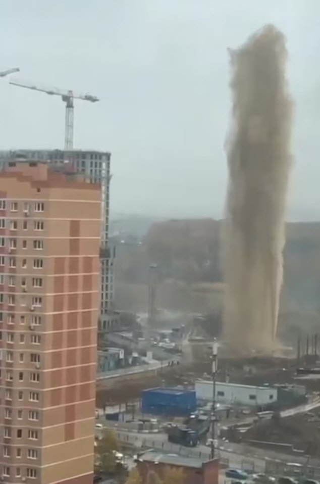 Piles of filth soaring to the height of 10 stories mocked the reality of Russia