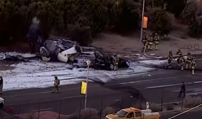 Five people are killed when a small U.S. jet crashes into a vehicle during takeoff