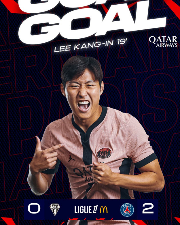 'Fantastic One Man Show!' Lee Kang-in scored two goals and one assist against Angje 'MOM  9.9 points'...PSG beat Anze 4-2 in a big win '11 games undefeated  leading race'