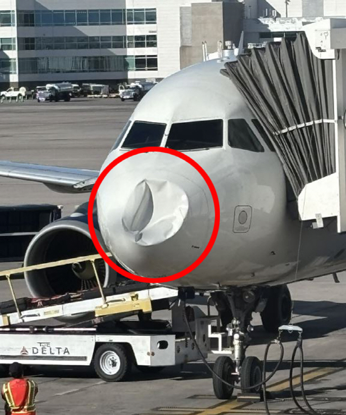 Delta Air Lines indented in front of it.'What happened?'