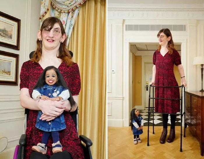 The height difference between the world's tallest and shortest women is 152cm