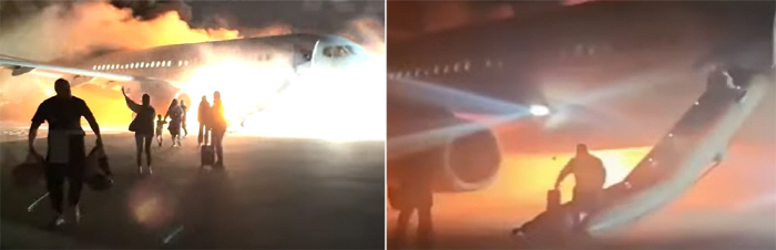 Fire passengers scrambled to escape during landing at Russian airliner airport