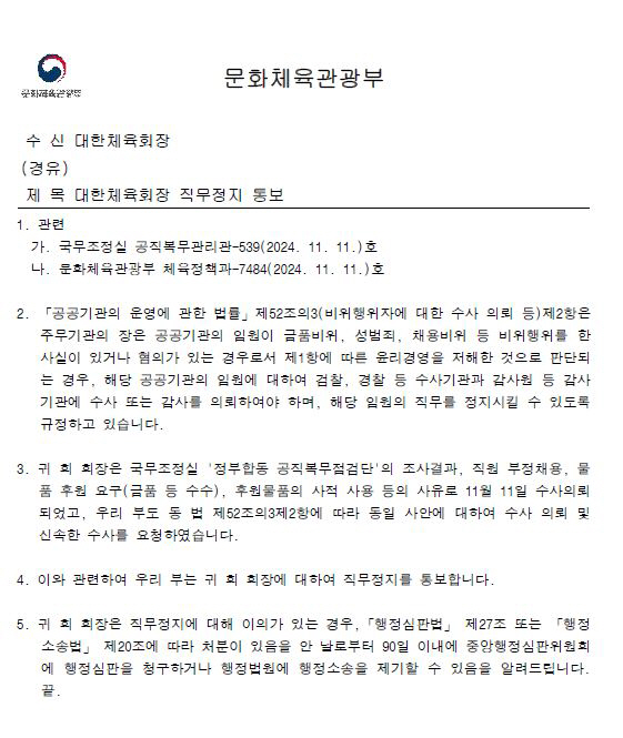 I'll come clean on all kinds of suspicions Lee Ki-heung, chairman of the Korea Sports Council, officially declared his candidacy on the 23rd (Official)