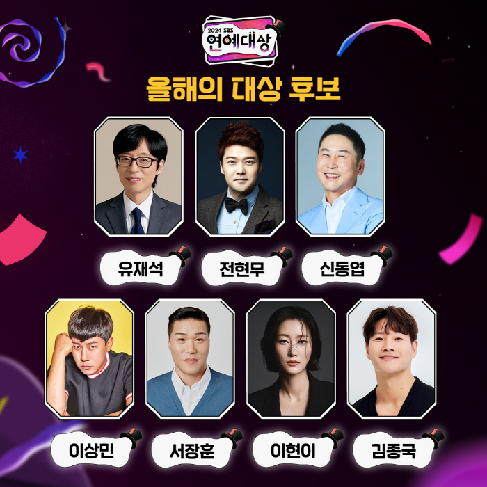 The grand prize is Yoo Jaeseok anyway? 2024 SBS Entertainment Awards 7 nominees have been confirmed. 