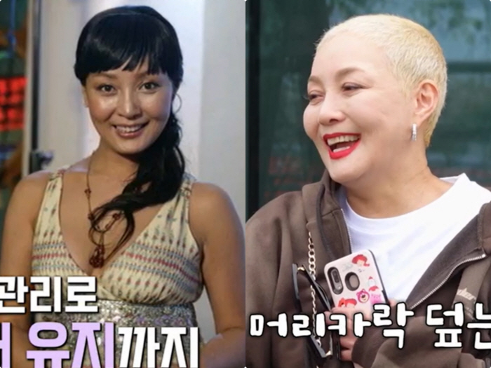 Asiana's honorary flight attendant Hong Jin-hee shaved her head and bleached her hair a lot or bleached her hair (Let's live together)