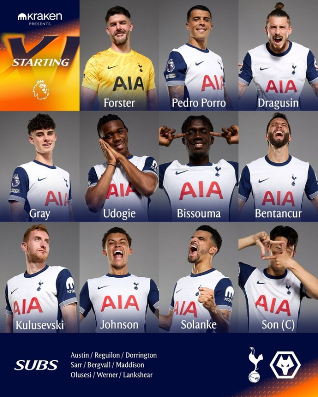 It's stuck properly. Son Heung-min vs Hwang Hee-chan Tottenham Wolverhampton starting lineup Korean Derby appears