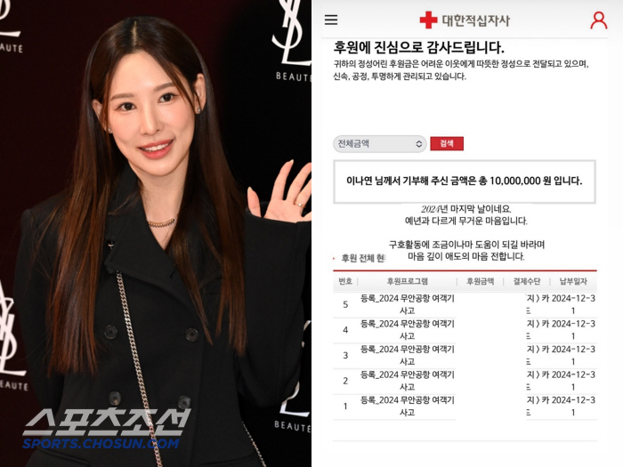 Lee Na-yeon donated 10 million won to the Jeju Air disaster...heartfelt condolences