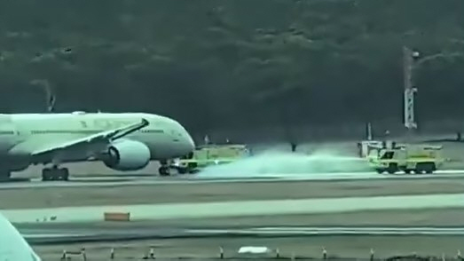 A plane that was running on a 300kmh runway suddenly stopped when the wheels exploded...Also, a Boeing plane