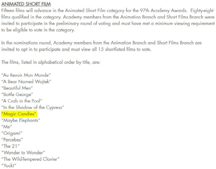  Baek Hee-na's original R candy animation, Academy preliminary nomination...Award-winning works will be announced on the 17th