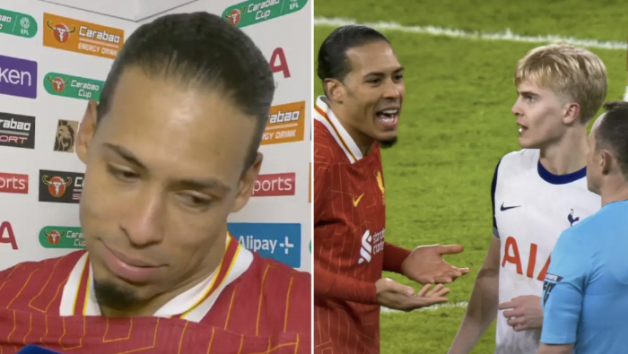 Van Dijk, you should have given me a yellow card after losing to Tottenham! Veribal goal  I can't admit the referee's mistake