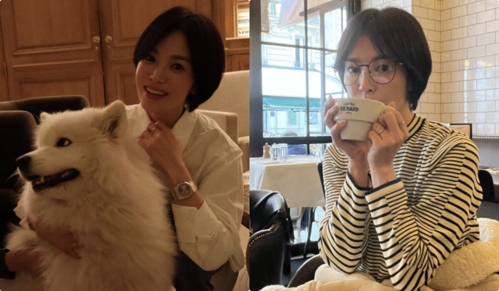 Short cut Song Hye-kyo exploded in Paris..The round glasses look great on me without makeup