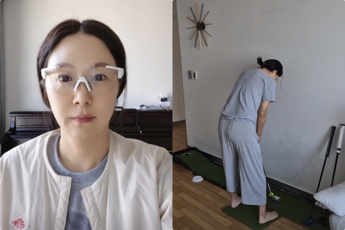 Park Junhyung ♥ Kim Jihye practicing golf at 6 billion Banpo..Buttigar is full of iron