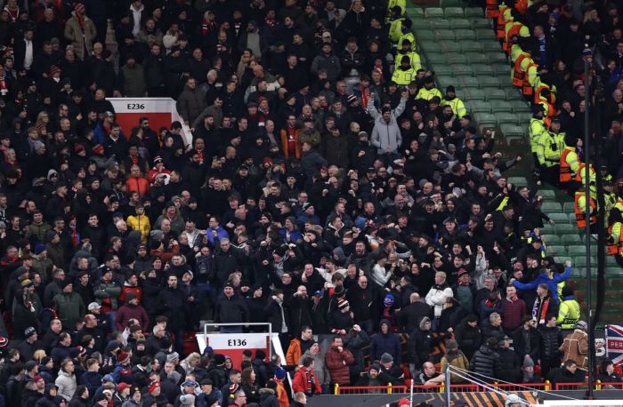 The chaotic Old Trafford Europa League match against Manchester United Rangers, a home away fan fight. 39 arrested