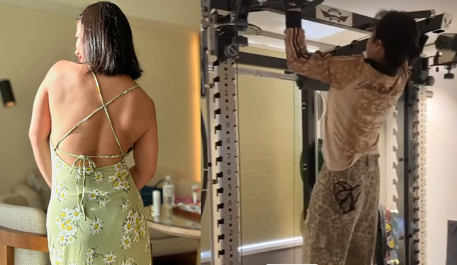 Park Na-rae lost 7kg, this is why my back muscles are alive..Working out before going out