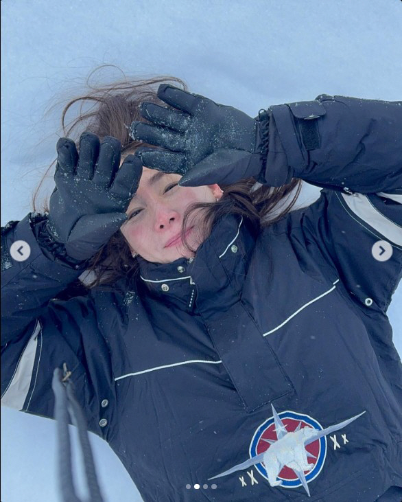 50-year-old Jiwoo Choi, and Jiuhime with a fluffy look in the snow