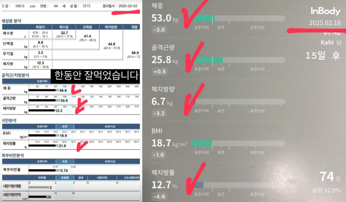 44-year-old kids' mom, Ga-hee, is on a diet..Body fat percentage 21% → 12% in 2 weeks