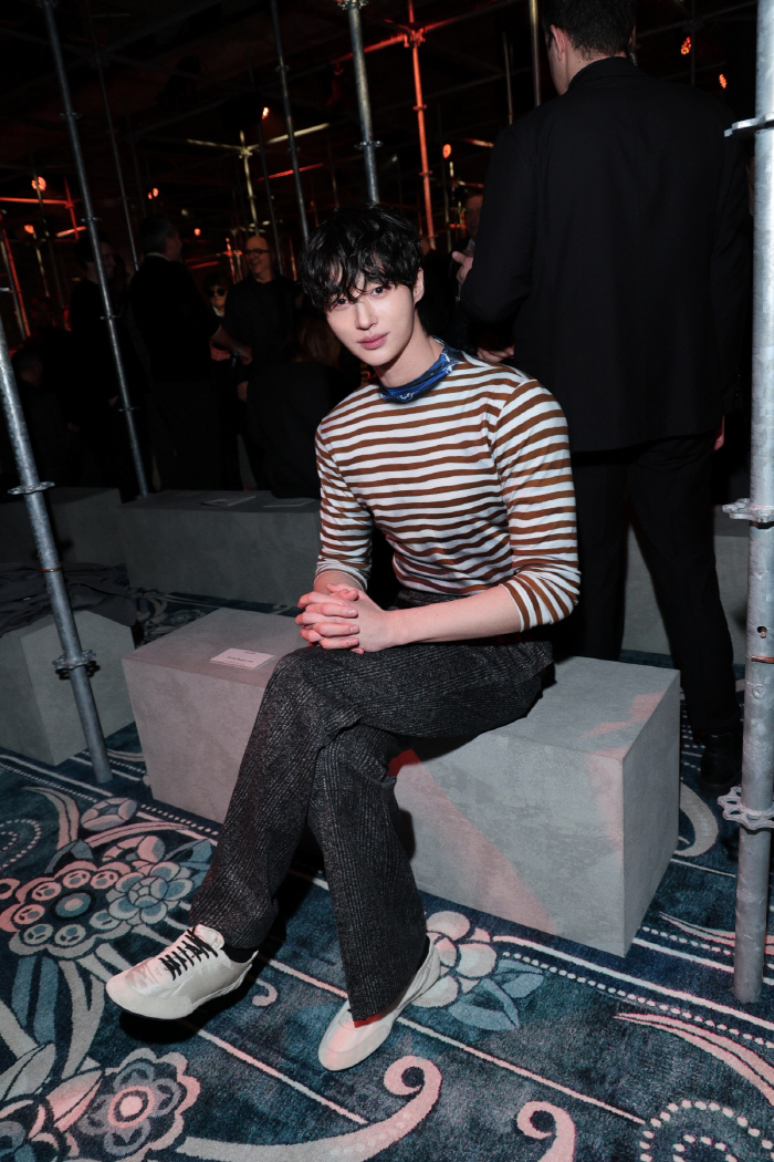 Byeon Wooseok and Karina Shine at Prada’s Milan Fashion Show