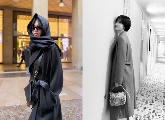 Song Hye-kyo, short cut and all black..Chic  elegant Milano. Overwhelming